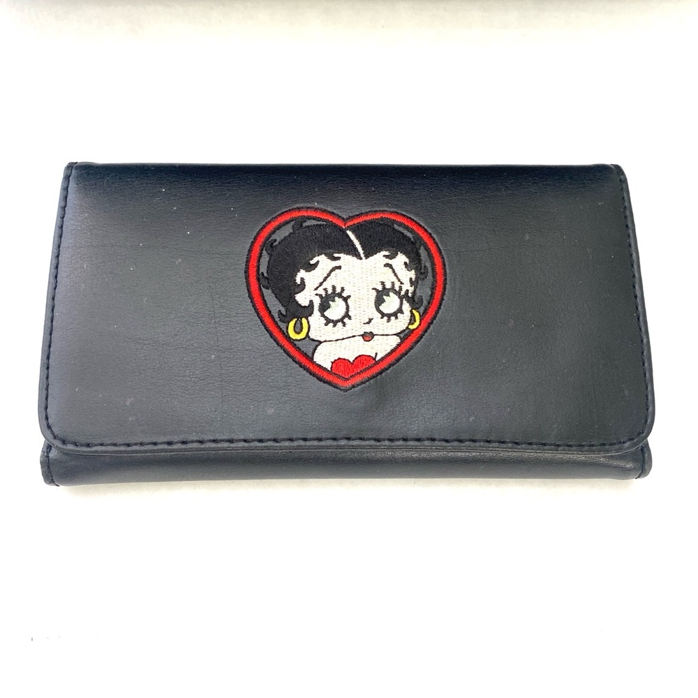Betty Boop Leather Whip Stitch Embroidered Shoulder Tote w/Matching Wallet - Picture 11 of 16